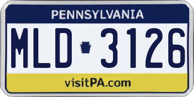 PA license plate MLD3126