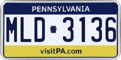 PA license plate MLD3136