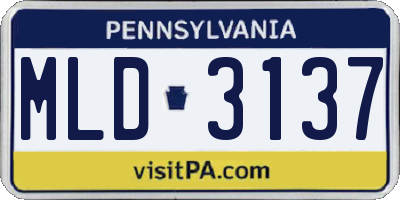 PA license plate MLD3137