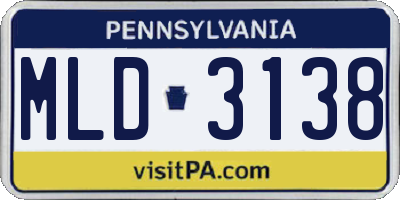 PA license plate MLD3138