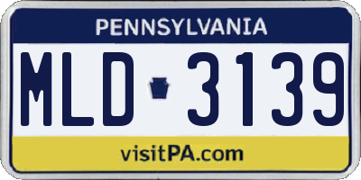 PA license plate MLD3139