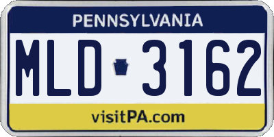 PA license plate MLD3162