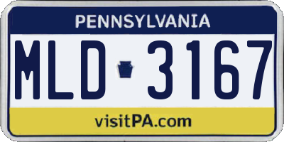 PA license plate MLD3167