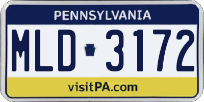 PA license plate MLD3172