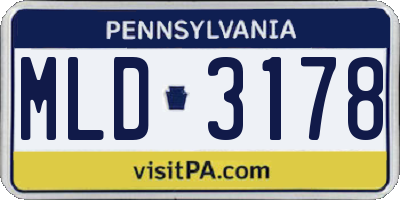PA license plate MLD3178