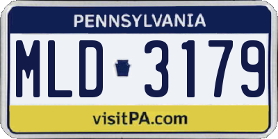 PA license plate MLD3179