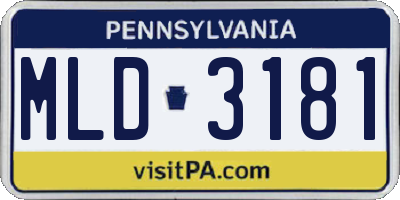 PA license plate MLD3181