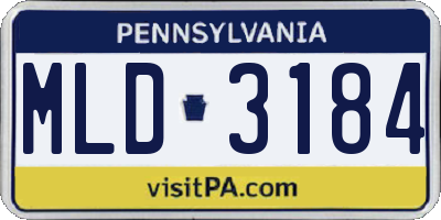 PA license plate MLD3184