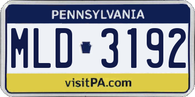 PA license plate MLD3192