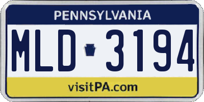 PA license plate MLD3194