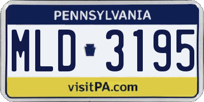 PA license plate MLD3195