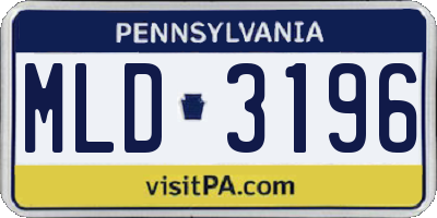 PA license plate MLD3196