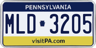 PA license plate MLD3205