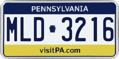 PA license plate MLD3216
