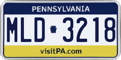 PA license plate MLD3218