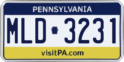 PA license plate MLD3231