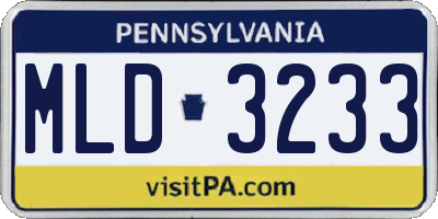 PA license plate MLD3233