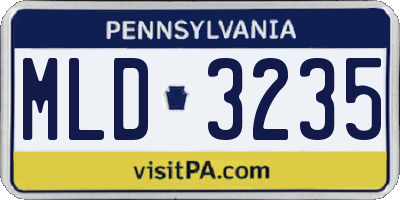 PA license plate MLD3235