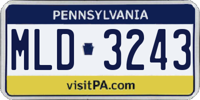 PA license plate MLD3243