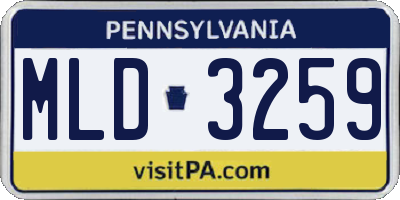 PA license plate MLD3259