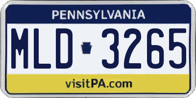 PA license plate MLD3265