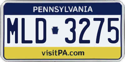 PA license plate MLD3275