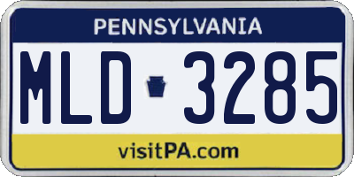 PA license plate MLD3285