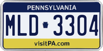 PA license plate MLD3304