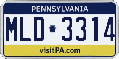 PA license plate MLD3314
