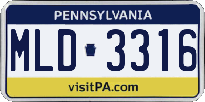 PA license plate MLD3316