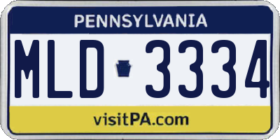 PA license plate MLD3334