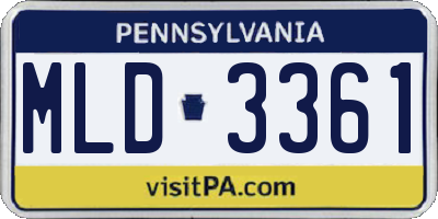 PA license plate MLD3361