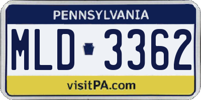 PA license plate MLD3362