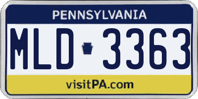 PA license plate MLD3363