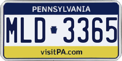 PA license plate MLD3365