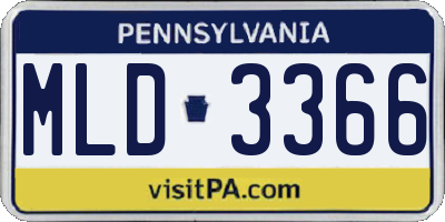 PA license plate MLD3366