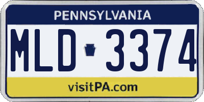 PA license plate MLD3374