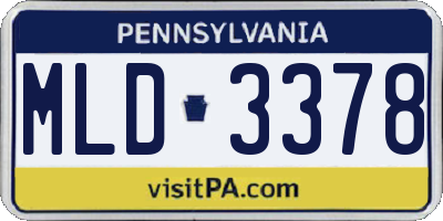 PA license plate MLD3378