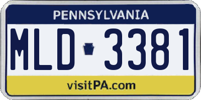 PA license plate MLD3381
