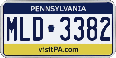 PA license plate MLD3382
