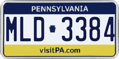 PA license plate MLD3384