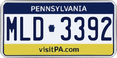 PA license plate MLD3392