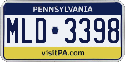 PA license plate MLD3398