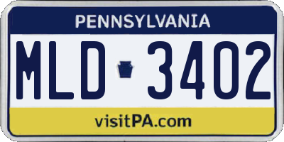 PA license plate MLD3402