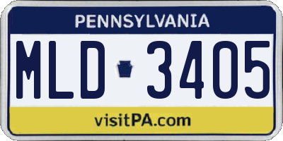 PA license plate MLD3405