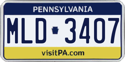 PA license plate MLD3407