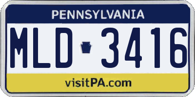 PA license plate MLD3416