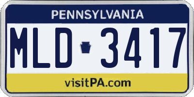 PA license plate MLD3417