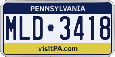 PA license plate MLD3418