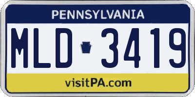 PA license plate MLD3419